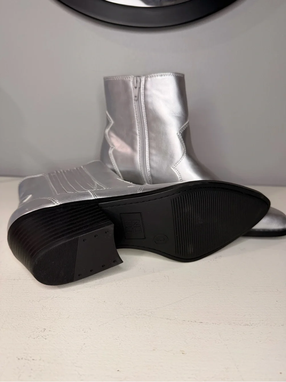 NOBO Silver Metallic Chelsea Ankle Boots